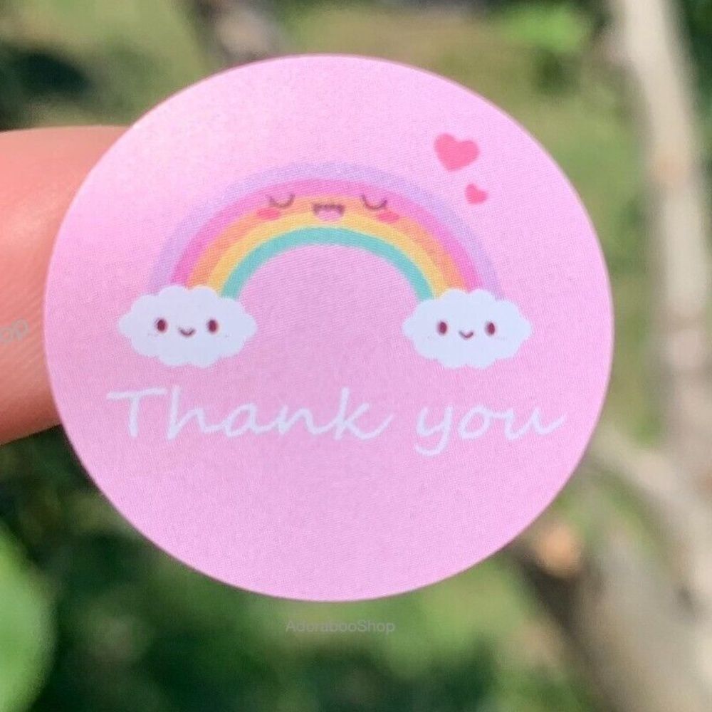 1" patterned "Thank You" stickers - Small Business/Baby Shower THANK YOU STICKER - Picture 2 of 4
